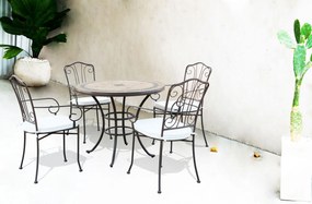 VENTUS - set tavolo in Ø 90 x 74 h con 4 poltrone Ventus