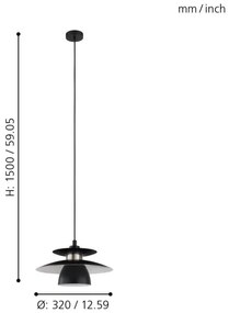 Eglo 98735 - Lampadario a sospensione con filo BRENDA 1xE27/40W/230V