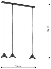Sospensione Minimal Skadi 3 Luci In Acciaio Nero