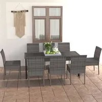 Set da Pranzo da Giardino 9 pz in Polyrattan Grigio cod mxl 36150