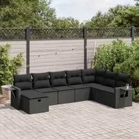 Set Divani da Giardino con Cuscini 8 pz Nero in Polyrattan 3325531