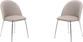 Sedia da pranzo in velluto Tortora con gambe in metallo Cromo - PARIS 2 sedie