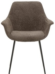 Set di sedie MIRASIERRA in tessuto marrone effetto bouclé e gambe in metallo nero, con braccioli