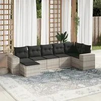 Set Divani da Giardino 7pz con Cuscini Grigio Chiaro Polyrattan 3222881