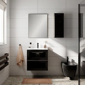 Mobile bagno con lavabo STAR L60 x H60 x P45 cm oak in vetro 2 cassetti per vasca centrale