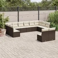 Set Divani da Giardino 12 pz con Cuscini Marrone in Polyrattancod mxl 87550