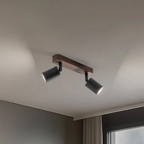 Faretto da soffitto Subrin, noce, 2 luci Subrin TK Lighting, dimmerabile, Legno chiaro, Soggiorno / Sala da pranzo, Legno