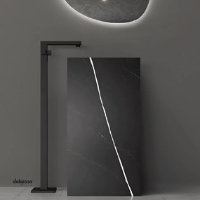 Lullaby "Lagoon" Lavabo Freestanding Da 45x40 Cm Con Scarico a Parete Finitura Nero/Bianco Venato