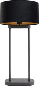 Lampada da tavolo nera con paralume ovale nero 35 cm - Thijmen