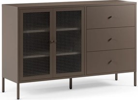 Vetrina grigia in metallo 140x90x40 cm Layna – Marckeric