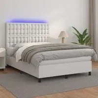 Giroletto Molle con Materasso e LED Bianco 140x190cm Similpellecod mxl 75068