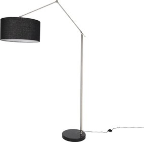 Lampada da terra in acciaio regolabile con paralume nero 50cm - Editor