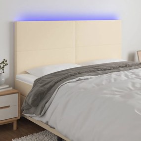Testiera A Led Crema 200x5x118/128cm İn Tessuto /