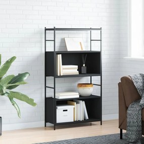 Libreria nera 80x30x145,5 cm in legno multistrato e ferro