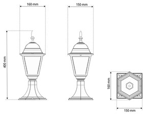 Paletto Lampione Vintage 40cm E27 IP54 Bianco - Serie Alfieri