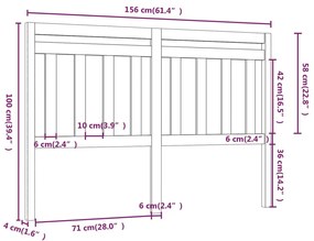 Testiera per Letto 156x4x100 cm in Legno Massello di Pino