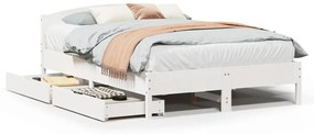 Letto senza materasso bianco 150x200 cm legno massello di pino