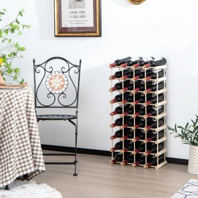 Costway Portabottiglie a 5 livelli per vino con struttura stabile in legno massello, Scaffale espositivo per 36 bottiglie