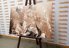Quadro su tela – Peonie dipinte moderne in versione seppia