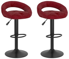 Sgabelli Da Bar 2 Pz Rosso Vino İn Velluto /