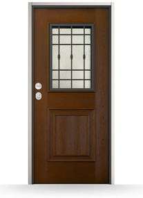 Porta blindata con vetro, Premium, Noce medio, 900 x 2100 mm ou su misura, modello Cagli, classe di sicurezza 3, configura individualmente