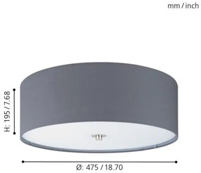 Eglo 94921 - Plafoniera PASTERI 3xE27/60W/230V