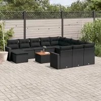 Set Divani da Giardino 13pz con Cuscini Nero in Polyrattancod mxl 92847