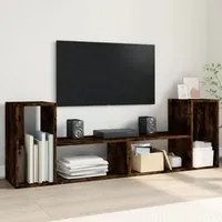 Mobili TV 2 pz Rovere Fumo 75x30x50 cm in Legno Multistrato 840790