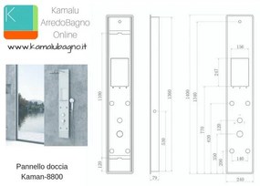 Kamalu - colonna idromassaggio in vetro con mesola integrata modello kaman-8800