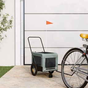 Rimorchio Da Bici Per Animali Grigio E Nero Oxford E Ferro /