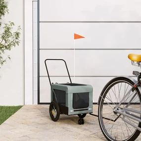 Rimorchio Da Bici Per Animali Grigio E Nero Oxford E Ferro /