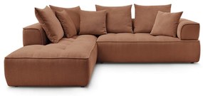 Divano angolare color terracotta (penisola a sinistra/a L) con rivestimento in ciniglia Whesley – Bobochic Paris