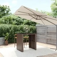 Tavolo Bar con Piano in Vetro Marrone 105x80x110 cm Polyrattan 362593