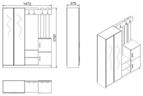 Mobile Da Ingresso Con Scarpiera A 2 Ante Appendiabiti E Specchio Bianco