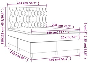 Letto a Molle Materasso e LED Grigio Chiaro 140x200 cm Tessuto