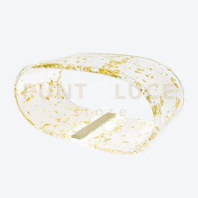 Lampada grande future in cristallo acrilico trasparente e oro led 4...