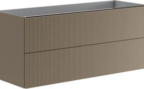 Mobile da bagno sospeso Opera porta lavabo, con doppia vasca 2 cassetti, nocciola L119,5 H50 P45,5cm
