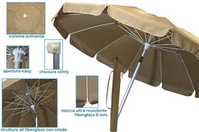 Ombrellone Mare Luxury Ø200 cm - Antivento, Snodo, Sacca Inclusa
