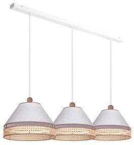 Duolla - Lampadario a sospensione con filo AVIGNON 3xE27/15W/230V bianco/rattan
