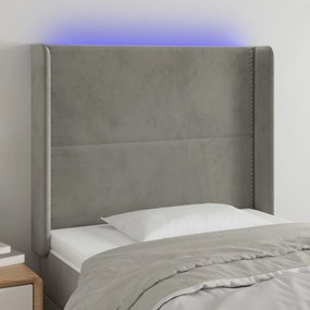 Testiera A Led Grigio Chiaro 83x16x118/128 Cm İn Velluto /