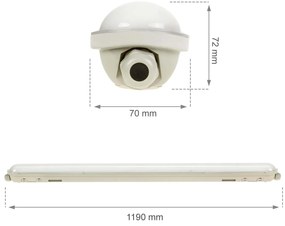 Plafoniera LED 120cm 38W 5.900lm (155lm/W) Certificato PZH Colore Bianco Naturale 4.000K