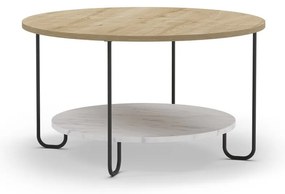 Tavolino rotondo con piano in rovere naturale ø 80 cm Tonka - Marckeric