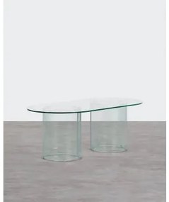 Tavolino da Caffè Ovale in Vetro Temperato (120x60 cm) Kolu - The Masie