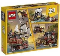 Lego creator 31109 galeone dei pirati, set 3 in 1 con nave giocattolo, locanda e isola del teschio, minifigure e squalo