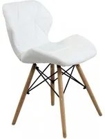 Sedia Moderna con seduta imbottita in Ecopelle,Legno cm 41x49x71 - MIA Colore: Bianco