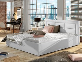 Letto matrimoniale con box contenitore Manila - 180 x 200 cm , Ecopelle bianco