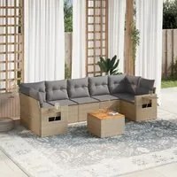 Set Divano da Giardino 8 pz con Cuscini Beige in Polyrattan 3224477