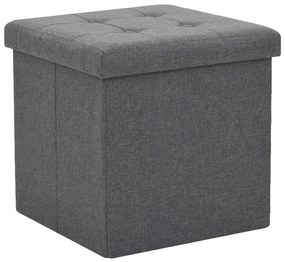 Sgabello pieghevole con contenitore grigio scuro in simil lino