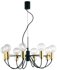 Lampadario Sospensione Axon Class Colore Nero Oro 60W Mis 66 x 34 x 143 cm