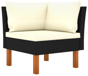 Set divani da giardino 12 pz con cuscini in polyrattan nero